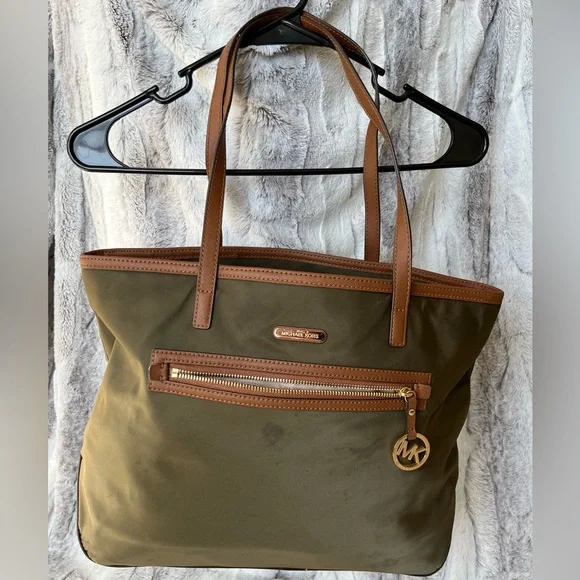 green and brown michael kors bag